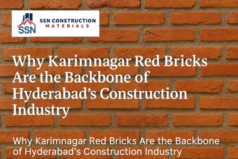 Karimnagar red bricks stacked at construction site in Hyderabad