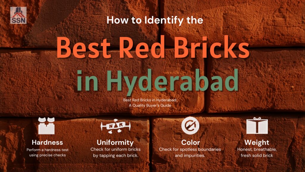 Authentic Karimnagar red bricks from SSN Constructions - the best red bricks in Hyderabad for durable construction.
